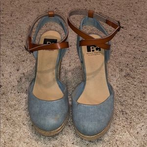 Blue and tan wedges